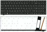 Клавиатура для ноутбука Asus N56, N56V, черная с белой подсветкой