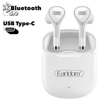 TWS Bluetooth гарнитура Earldom Wireless Earbuds ET-BH46 с зарядным боксом, белые