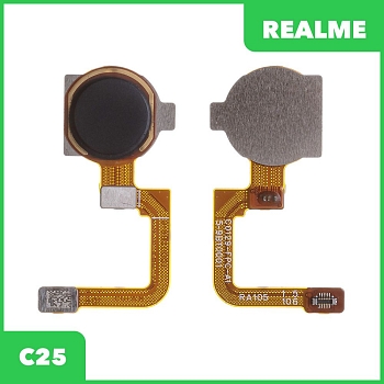 Шлейф для Realme C25 сканер отпечатка пальцев (черный)