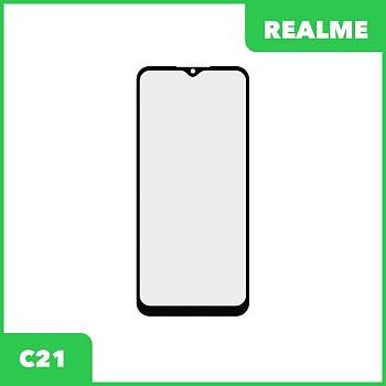 Стекло + OCA пленка для переклейки Realme C21, черный