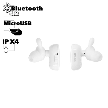 TWS Bluetooth гарнитура Baseus Encok W02 Truly Wireless Headset (белая)