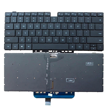 Клавиатура для ноутбука Huawei MagicBook HBL-W29 черная, плоский Enter, с подсветкой