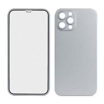 Защита 360° стекло + чехол для Apple iPhone 12 Pro Max, серебро