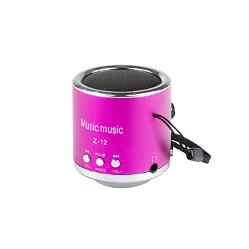 Портативная колонка Z12 розовая (3, 5+USB+microSD+FM радио) (коробка)