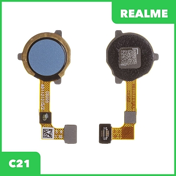 Шлейф для Realme C21 сканер отпечатка пальцев (голубой)