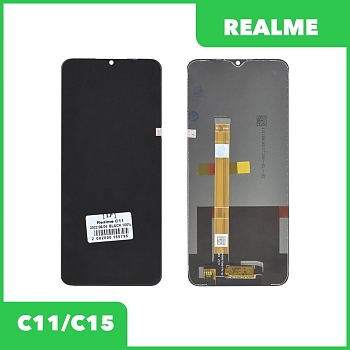 LCD дисплей для Realme C11, C15 в сборе с тачскрином, оригинал (черный)