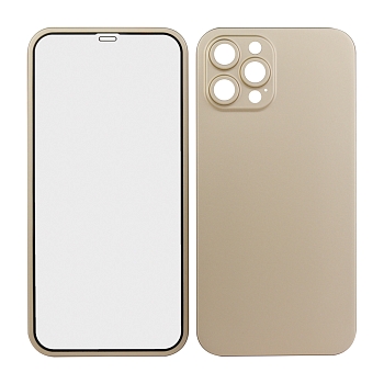 Защита 360° стекло + чехол для Apple iPhone 12 Pro Max, золотой