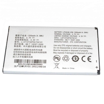 Аккумулятор (батарея) Li3712T42P3h734141 для телефона ZTE N960 ZTE U236, 3.7В 4.5Wh
