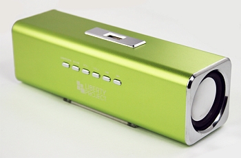 Портативная колонка "LP" K-101, зеленый (Металл+3, 5 мм+USB+microSD+заменяемый АКБ+FM радио) (коробка)