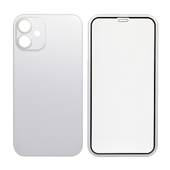 Защита 360° стекло + чехол для Apple iPhone 12 mini, серебро