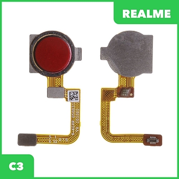 Шлейф для Realme C3 сканер отпечатка пальцев (красный)