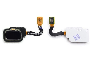 Кнопка HOME для телефона Samsung A530F, A730F (A8 2018, A8+ 2018) в сборе на шлейфе (черная)