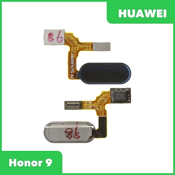 Шлейф, FLC для телефона Huawei Honor 9 на кнопку HOME в сборе, синий