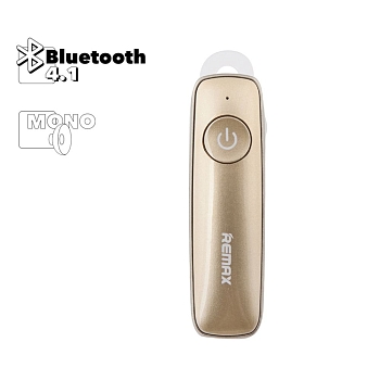 Bluetooth гарнитура вставная Remax RB-T8 моно, золотая