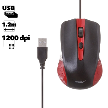 Мышь проводная Smartbuy ONE 352-RK (красно-черная)