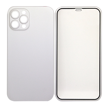 Защита 360° стекло + чехол для Apple iPhone 12 Pro, серебро