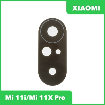 Стекло задней камеры для Xiaomi Mi 11i (M2012K11G) / Mi 11X Pro (M2012K11I) (без рамки) (черный)