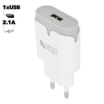 Сетевое зарядное устройство "LP" с USB выходом 2.1А Tower Of Power (белый, коробка)