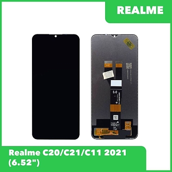 LCD дисплей для Realme C21/C11 2021/Narzo 50i в сборе с тачскрином, черный (оригинал)